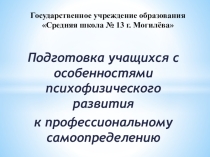 Презентация  Подготовка учащихся с особенностями психофизического развития к профессиональному самоопределению
