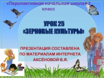 Презентация к уроку 25 по ОКРУЖАЮЩЕМУ МИРУ на тему  Зерновые культуры, 2 класс, ПНШ