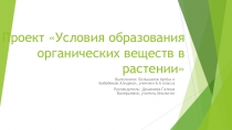 Презентация Проект Условия образования органических веществ в растениях