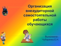 Презентация организация внеаудиторной самостоятельной работы