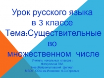 Презентация по русскому языку на тему Образование множественного числа имен существительных( 3класс)