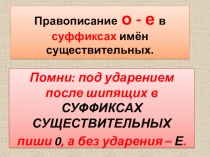 Презентация по русскому языку на тему: Правописание 0-е в суффиксах существительных. Молчаливый диктант