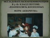 Презентация исследовательской работы по теме: Взаимосвязь жизненных форм аквариума.