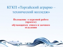 Презентация по теме Положение по выполнению курсовой работы (проекта)