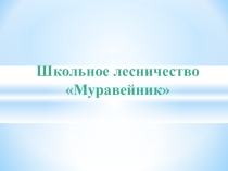 Работа школьного лесничества Муравейник - приоритетное направление экологического воспитание НРМОБУ Салымская СОШ № 2.