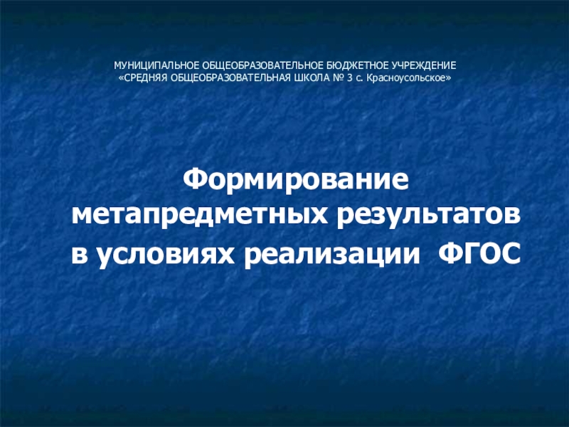 Презентация для педагогического совета Формирование метапредметных результатов в условиях реализации ФГОС