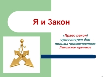 Презентация к внеклассному занятию на тему Я и закон!