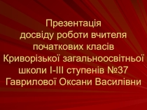 Презентація досвіду роботи Розвиток творчого потенціалу учнів шляхом впровадження інтерактивних методів навчання ”.