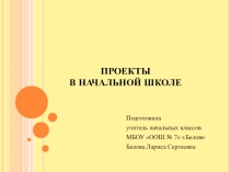 Презентация Проекты в начальной школе