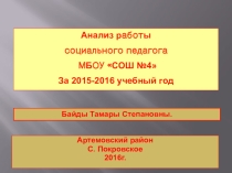 Презентация Анализ работы социального педагога за 2015-16 учебный год