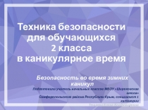 Презентация Техника безопасности для обучающихся 2 класса в каникулярное время. Безопасность во время зимних каникул