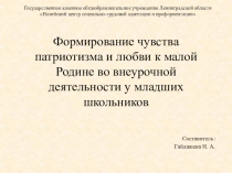 Формирование чувства патриотизма и любви к малой Родине во внеурочной деятельности у младших школьников