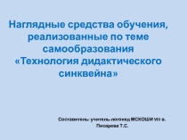 Наглядные средства обучения, реализованные по теме самообразования Технология дидактического синквейна.