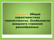 Презентация урока по биологии Тип Членистоногие (7 класс)