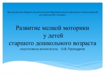 Презентация Развитие мелкой моторики у детей старшего дошкольного возраста