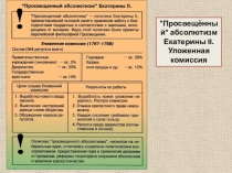 Презентация по истории России Политика Екатерины II в таблицах (9 класс)