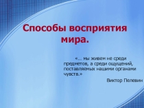 Презентация по обществознанию на тему Способы восприятия мира