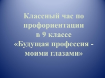 Классный час на тему:Профориентация в 9 классе
