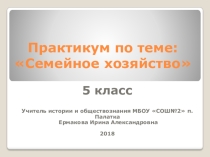 Практикум по теме: Семейное хозяйство