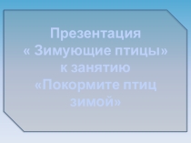 Презентация  Зимующие птицы к занятию Покормите птиц зимой