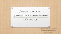 Дидактические принципы специального обучения
