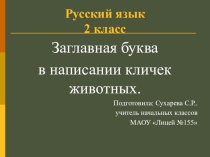 Презентация по русскому языку на тему Заглавная буква в написании кличек животных