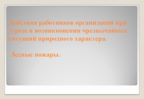 Презентация на классный час на тему Лесной пожар