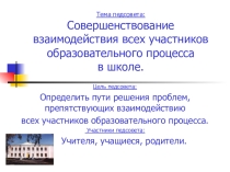Презентация к педсовету на тему Совершенствование взаимодействия всех участников образовательного процесса в школе.