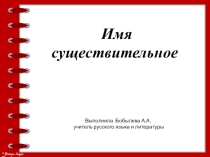 Презентация по русскому языку Имя существительное