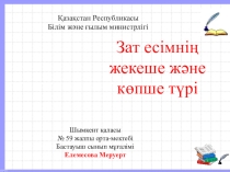 ЗАТ ЕСІМНІҢ ЖЕКЕШЕ ЖӘНЕ КӨПШЕ ТҮРІ (2 сынып)