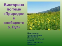 Презентация. Викторина по теме: Природное сообщество.Луг.