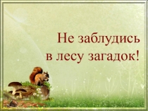 Презентация к внеклассному занятию Не заблудись в лесу загадок