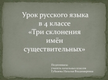 Презентация по русскому языку Три склонения имён существительных (4 класс)