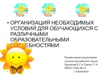 ОРГАНИЗАЦИЯ НЕОБХОДИМЫХ УСЛОВИЙ ДЛЯ ОБУЧАЮЩИХСЯ С РАЗЛИЧНЫМИ ОБРАЗОВАТЕЛЬНЫМИ ПОТРЕБНОСТЯМИ