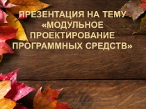 Презентация по МДК. 03.01 Технология разработки программного обеспечения Модульное проектирование программных средств