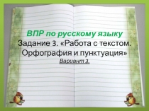 Всероссийская проверочная работа по русскому языку. Задание №3. Работа с текстом. Орфография и пунктуация.