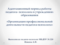 Организация профессиональной деятельности педагога-психолога