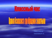 Презентация Правила безопасности при обращении с животными
