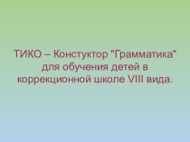 Презентация по логопедии ТИКО – Констуктор Грамматика для обучения детей с ОВЗ.
