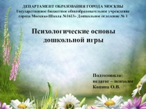 Презентация для педагогов дошкольного образования Психологические основы дошкольной игры