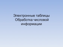 Презентация по информатике ан тему Электронные таблицы