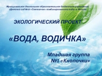 Экологический проект на тему  Вода, водичка! в младшей группе