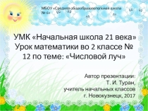 Презентация по математике на тему: Числовой луч  - 12 урок (2 класс УМК Начальная школа 21 века