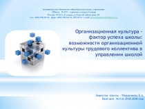 Презентация к педагогическому совету Организационная культура – фактор успеха школы: возможности организационной культуры трудового коллектива в управлении школой