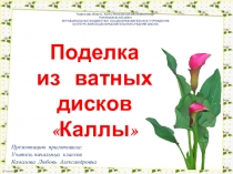 Поделка Каллы ( из ватных дисков)