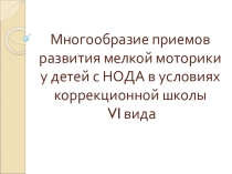 Многообразие приёмов развития мелкой моторики у детей с НОДА в условиях коррекционной школы VI вида.