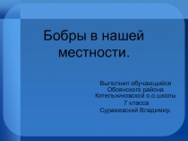 Презентация внеурочная деятельность  Бобры нашей местности