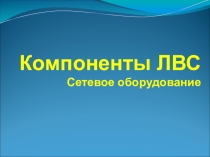 Презентация по информатике компаненты ЛВС