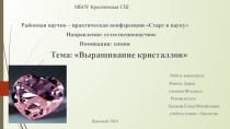 Работа победителя районной научно-практической конференции Выращивание кристаллов