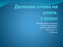 Презентация по обучению грамоте 1 класс Деление слова на слоги